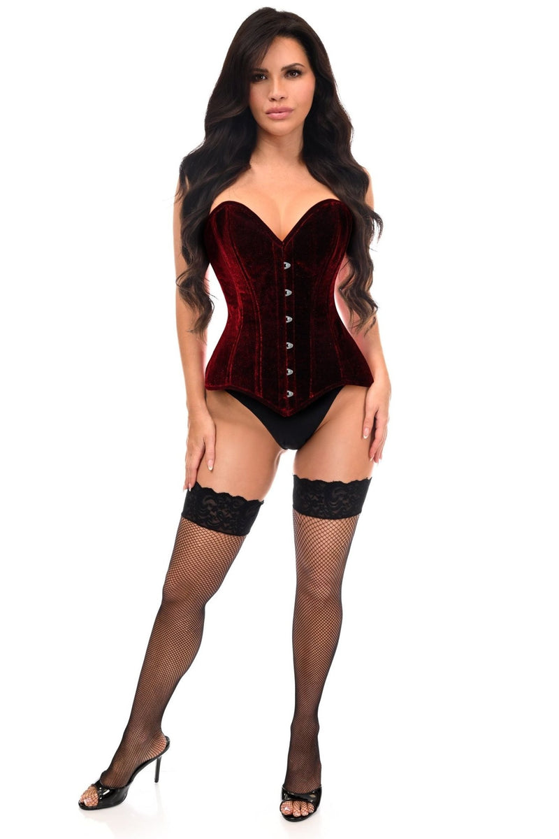Lavish Dark Purple Satin Overbust Corset Sweetheart Neckline Busk Closure