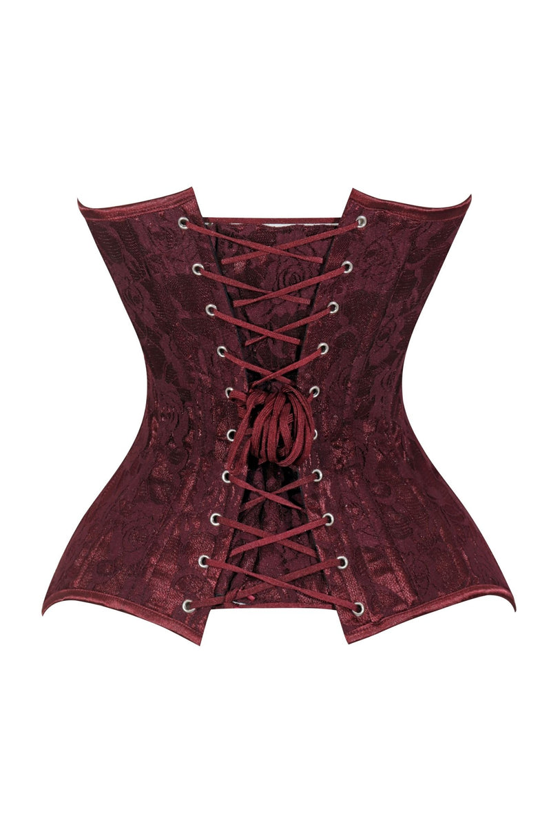 Lavish Dark Brown Satin Overbust Corset Sweetheart Neckline Busk Closure