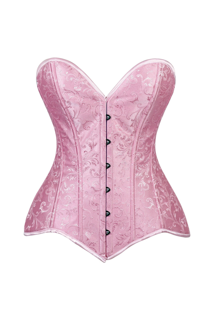 Lavish Gold Brocade Overbust Corset W/Busk Closure