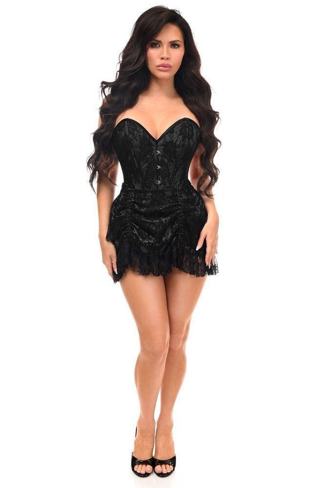 Top Drawer Top Drawer 2 PC Black Lace Steel Boned Corset & Skirt Set ...