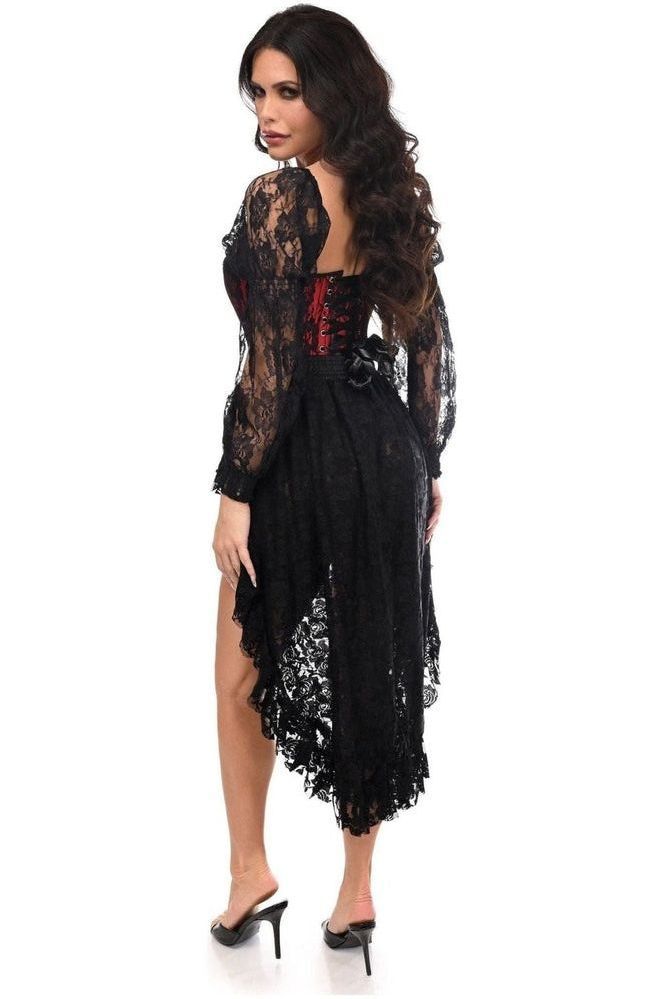 Top Drawer 2 PC Black Velvet Lace-Up Corset & Skirt Set main image 1