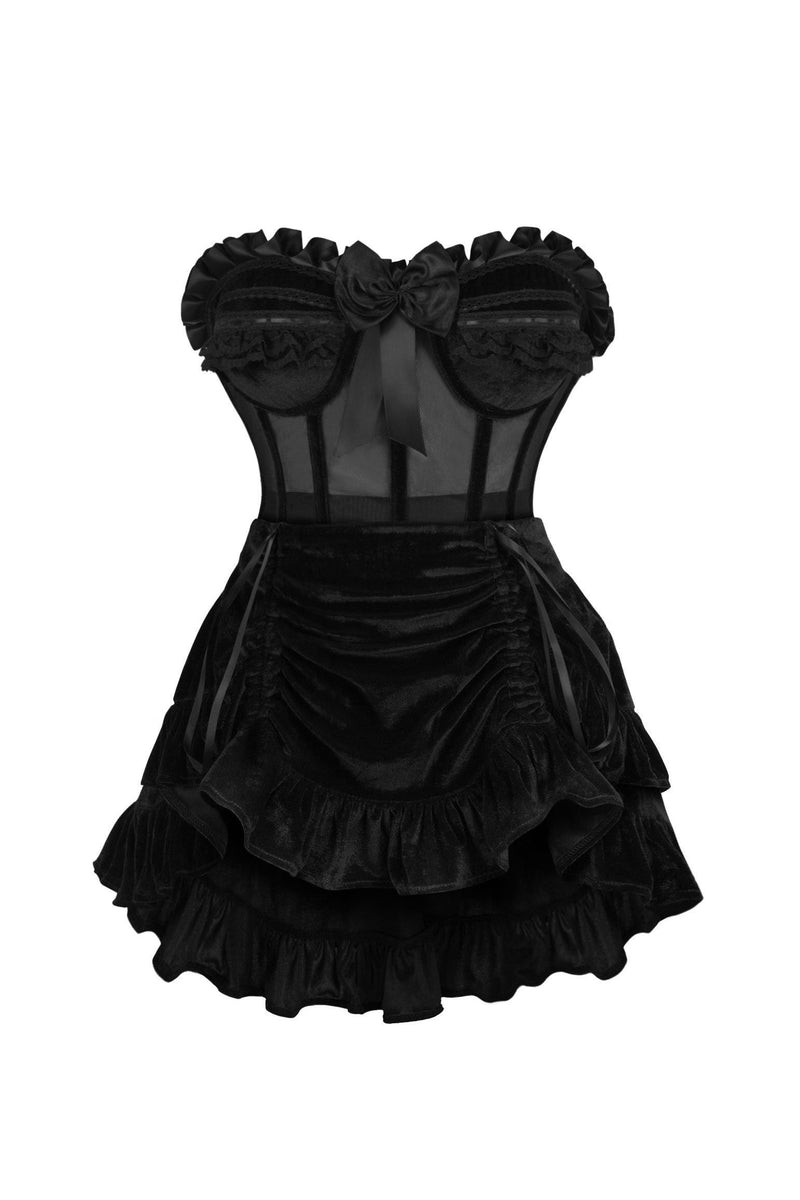 Entwined Corded Bustier Skirt Set - Black & Red main image 1