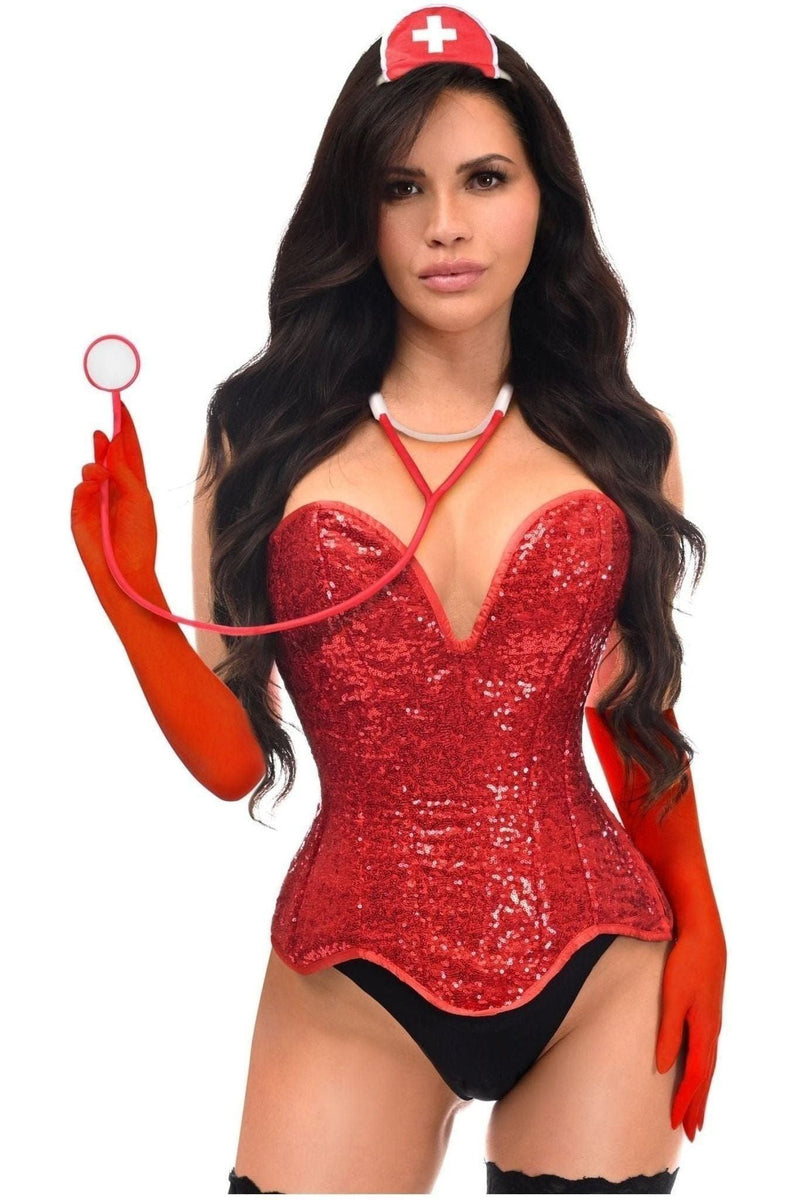 Top Drawer 4 PC Sexy Nurse Corset Costume