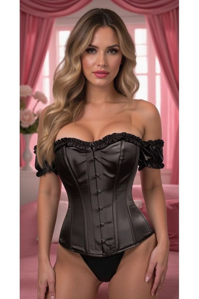 Top Drawer Dark Green Satin Steel Boned Overbust Corset