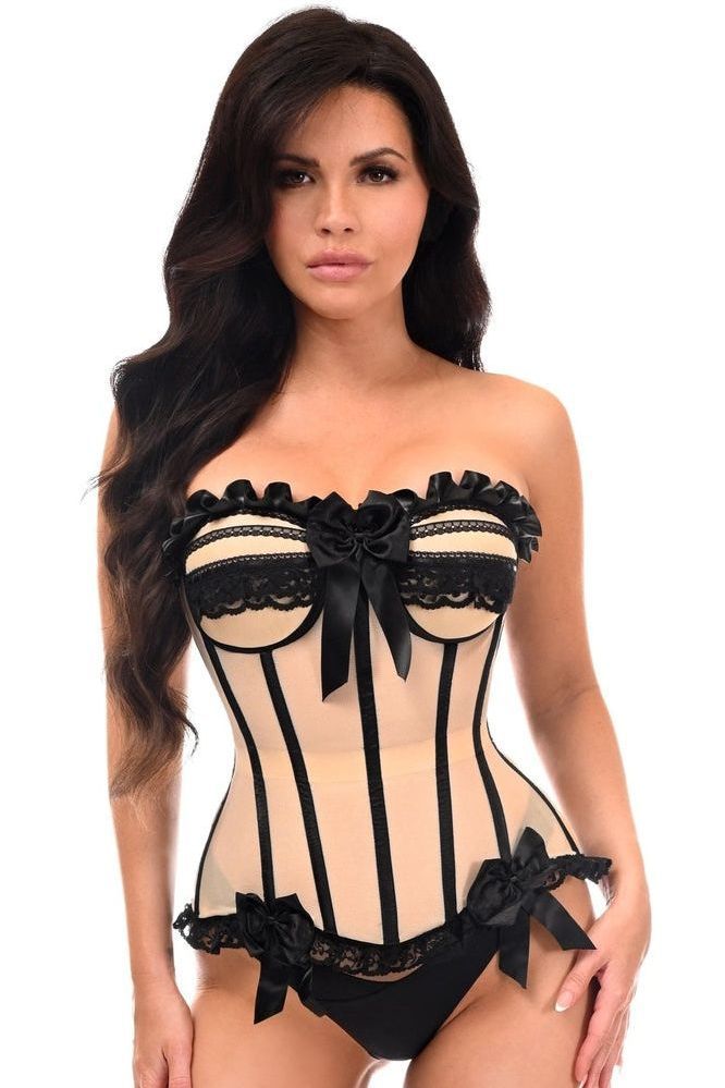 Top Drawer Steel Boned Black Mesh Underwire Bustier Corset
