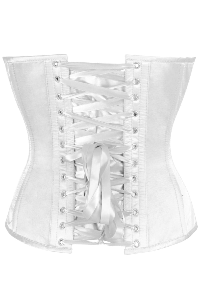 Top Drawer White Satin Steel Boned Corset