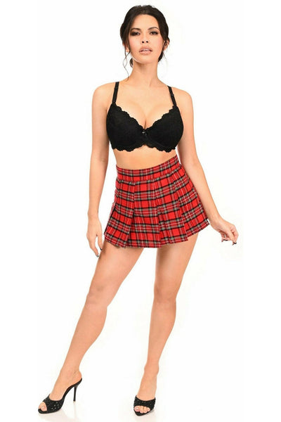 School Girl Red Plaid Mini Skirt