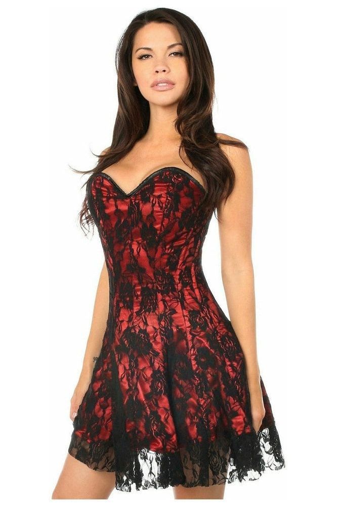 open lace back dress Daisy Corsets Lavish Red Lace Corset Dress