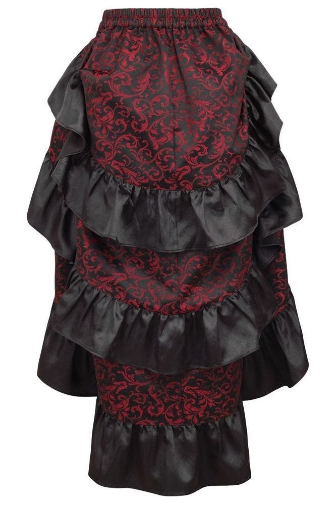 Red/Black Lace Ruched Bustle Skirt