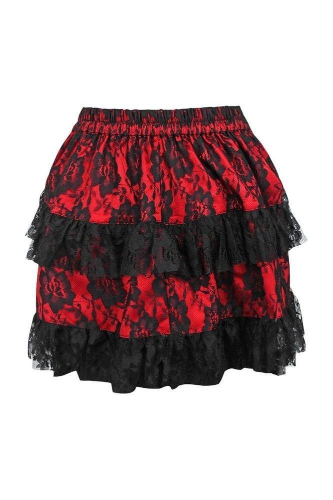 Red/Black Striped Ruched Bustle Skirt main image 1