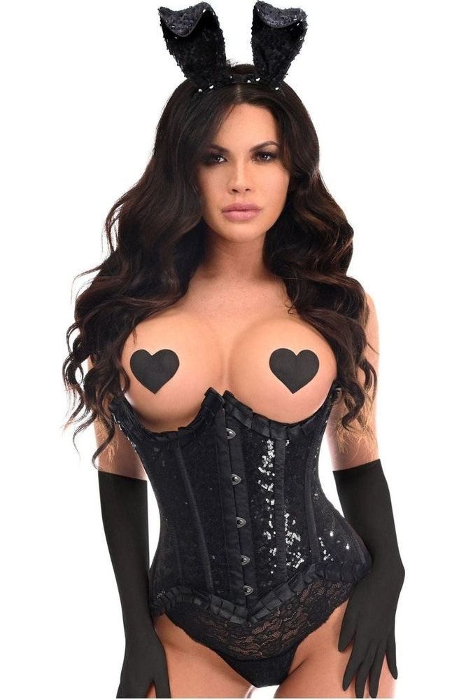 Top Drawer 4 PC Premium Black Suede Fringe Cowgirl Corset Costume main image 1