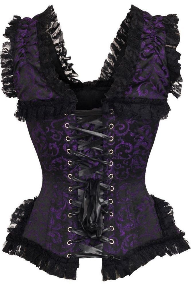 Top Drawer Purple Sheer Lace Steel Boned Corset main image 0