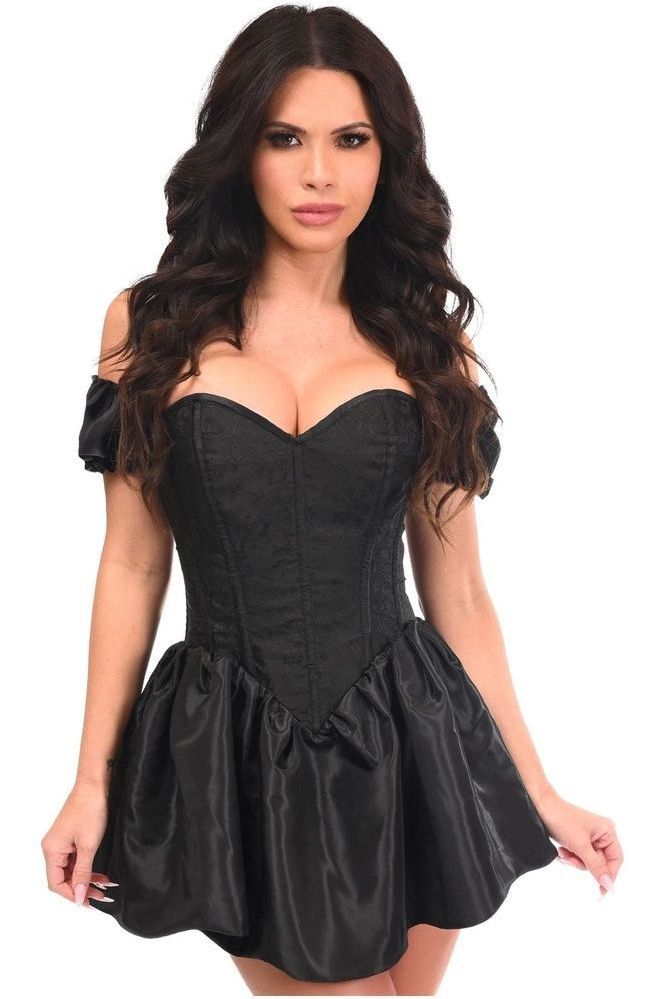 Top Drawer Black Faux Leather Steel Boned Corset Dress