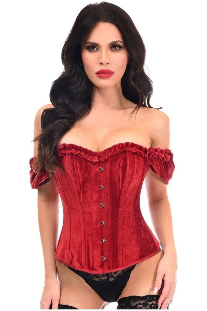 Lavely Red PVC Steel Boned Overbust Corset