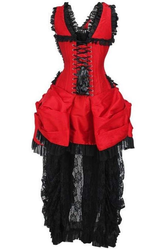 Top Drawer Steel Boned Strapless Black Lace Victorian Corset Dress