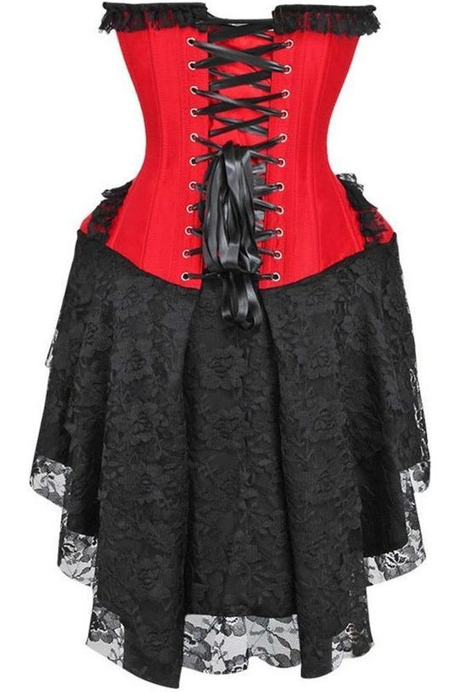 Daisy Corsets Top Drawer Steel Boned Strapless Red/Black Lace Victorian