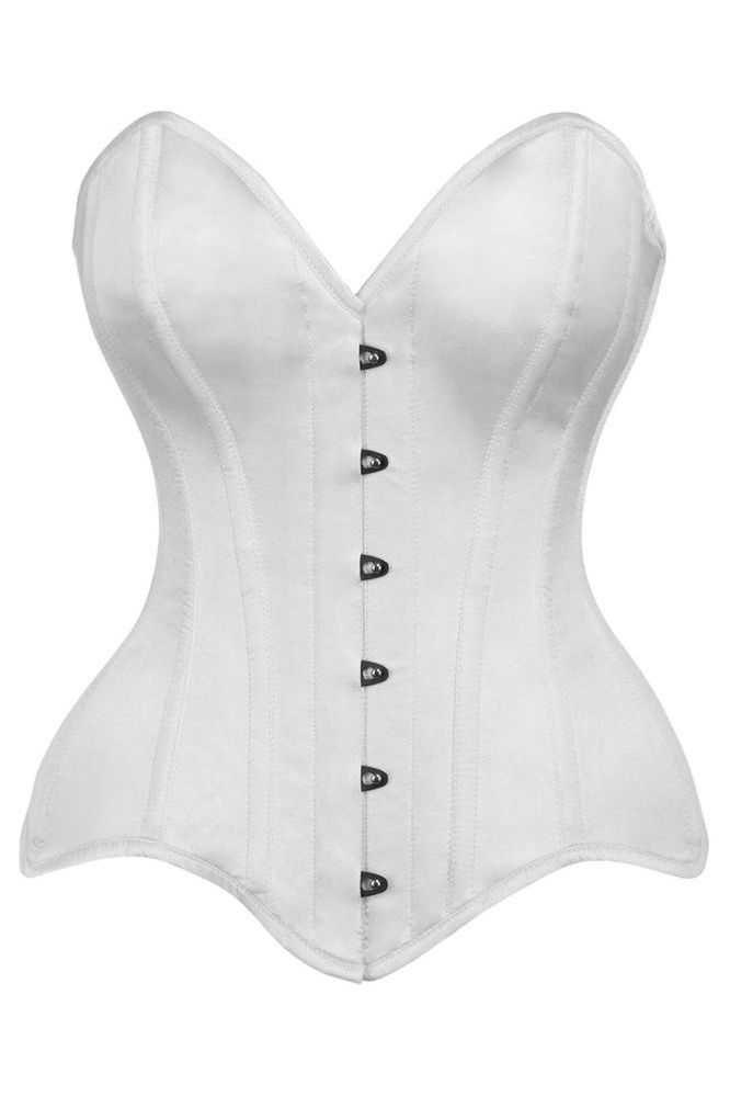 Top Drawer White Satin Steel Boned Corset Dress