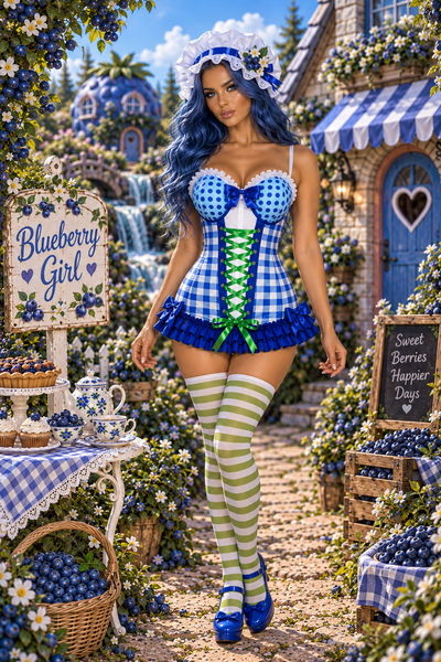 PRE-ORDER Lavish Blueberry Ruffle Sweetheart Bustier Corset