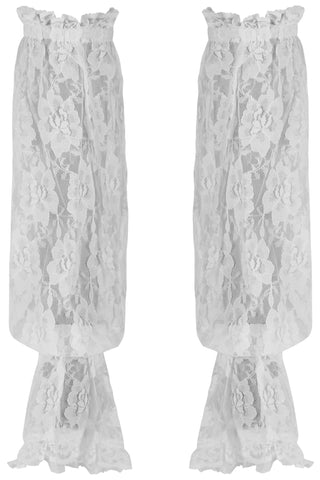 White Sheer Lace Smocked Sleeves
