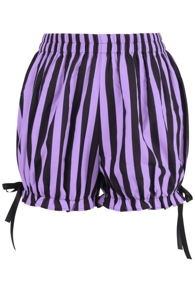 Top Drawer 2 PC Purple/Black Striped Burlesque Steel Boned Corset & Bloomer Set