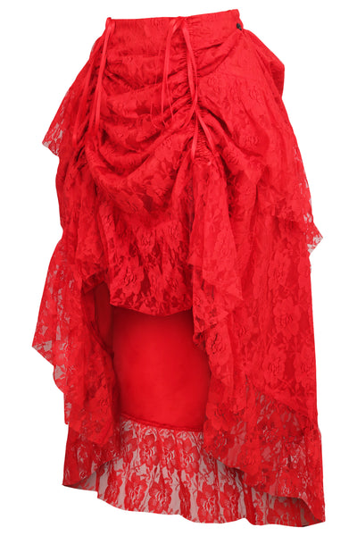 Red Lace Adjustable High Low Bustle Skirt