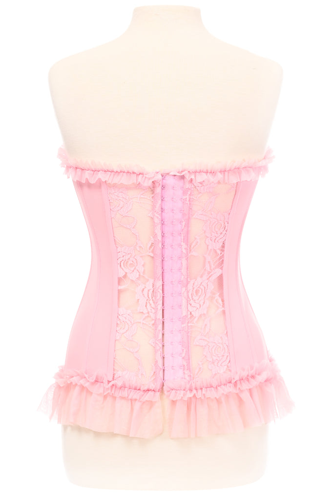 Lavish White Lycra & Lace Hook & Eye Stretch Bustier Corset