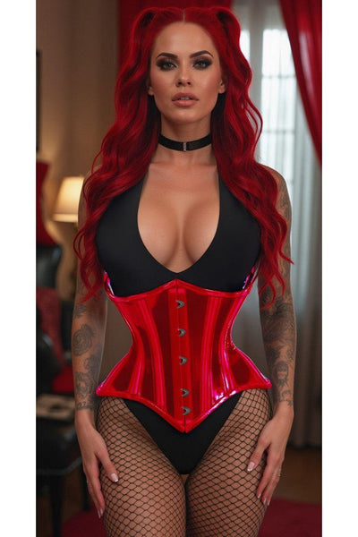 Lavish Red Clear Curvy Underbust Waist Cincher Corset