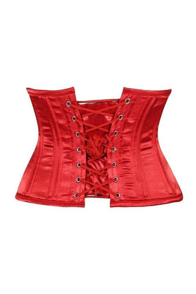 Lavish Red Satin Mini Cincher Underbust Corset Waist Cincher Busk Closure