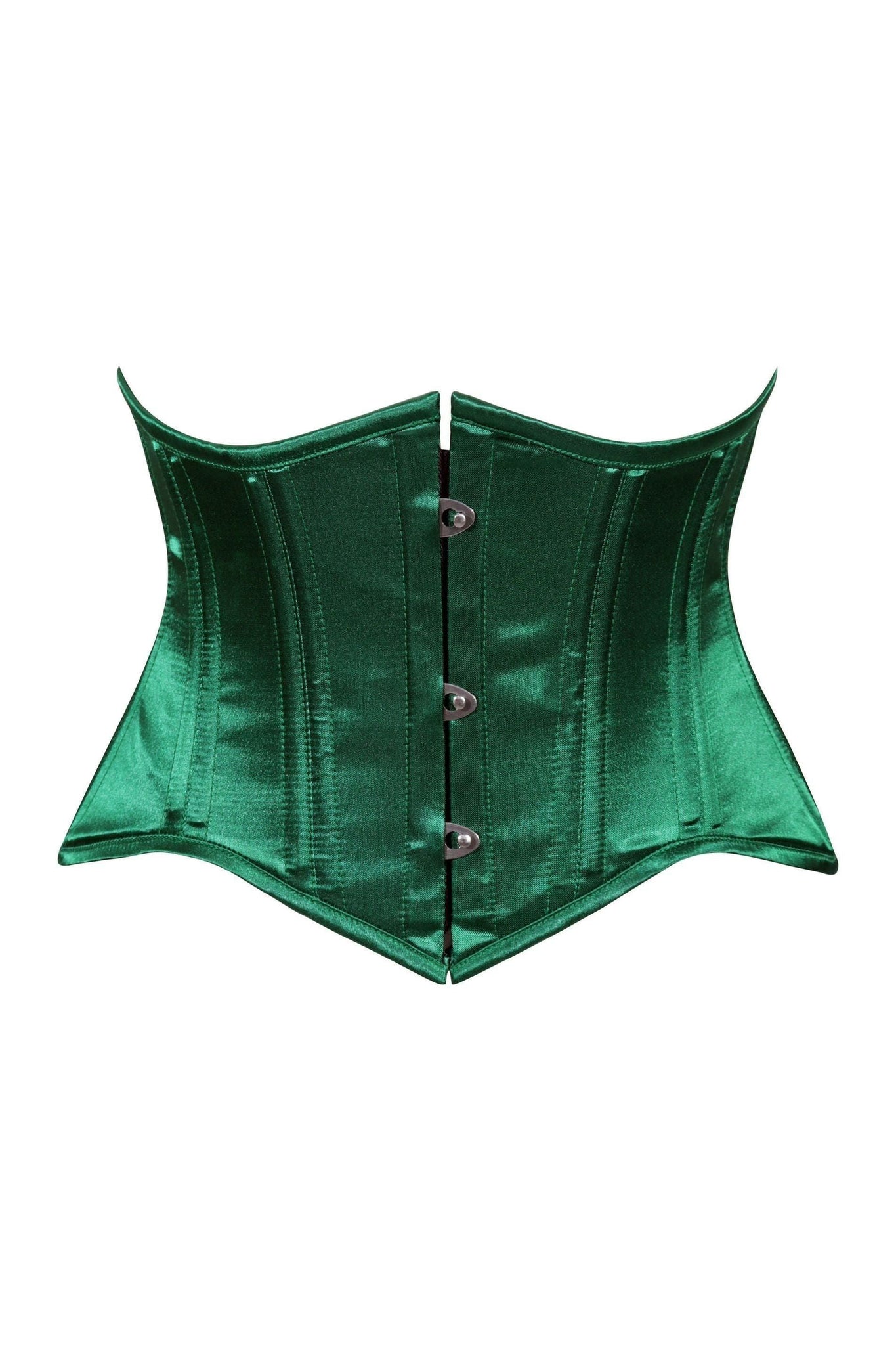 Lavish Dark Green Satin Mini Cincher Underbust Corset Waist Cincher Busk Closure