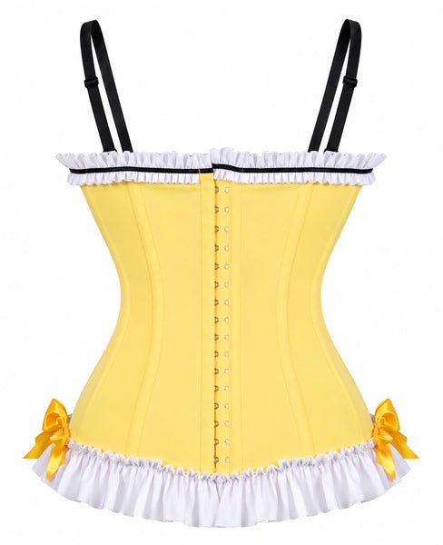PRE-ORDER Lavish Yellow/White/Black Stretch Lycra Bustier Corset with Underwire Cups