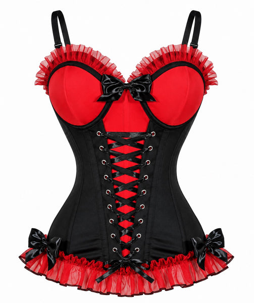PRE-ORDER Lavish Red/Black Stretch Lycra Bustier Corset with Underwire Cups