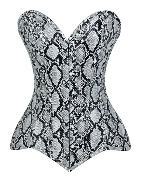 Lavish Snake Skin Print Overbust Corset Sweetheart Neckline Busk Closure