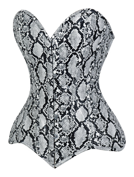 Lavish Snake Skin Print Overbust Corset Sweetheart Neckline Busk Closure