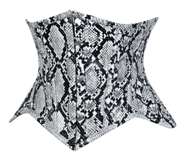 Lavish Snake Skin Print Mini Cincher Underbust Corset Waist Cincher Busk Closure