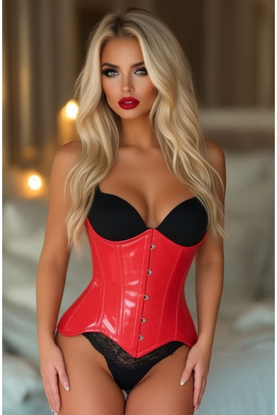 LIMITED EDITION Top Drawer Red Patent Steel Boned Underwire Curvy Cut Waist Cincher Corset