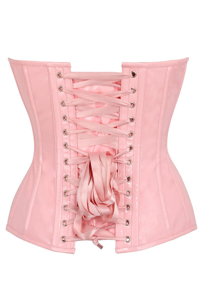 Top Drawer Lt Pink Patent Leather Steel Boned Overbust Corset