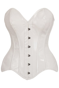 Top Drawer White Patent Leather Steel Boned Overbust Corset
