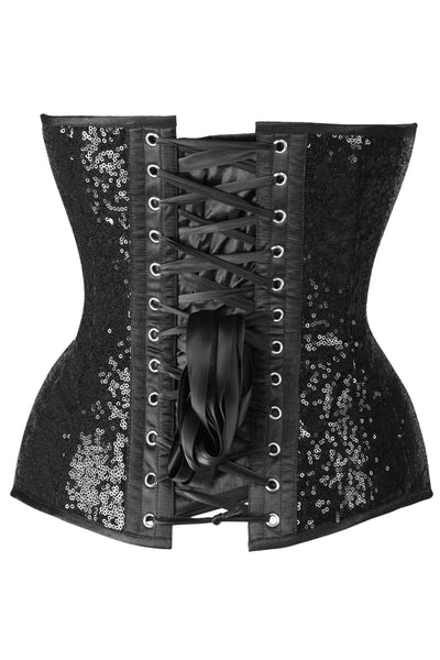 Top Drawer 5 PC Premium Black Sequin Dark Angel Corset Costume