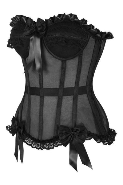 Top Drawer Steel Boned Black Mesh Underwire Bustier Corset