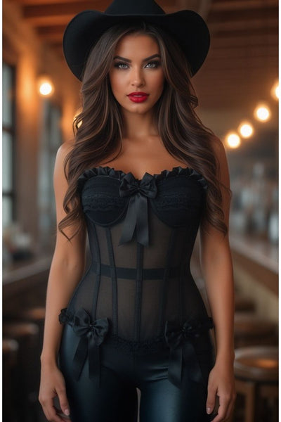 Top Drawer Steel Boned Black Mesh Underwire Bustier Corset