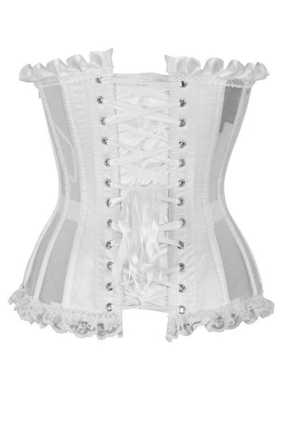 Top Drawer Steel Boned White Mesh Underwire Bustier Corset