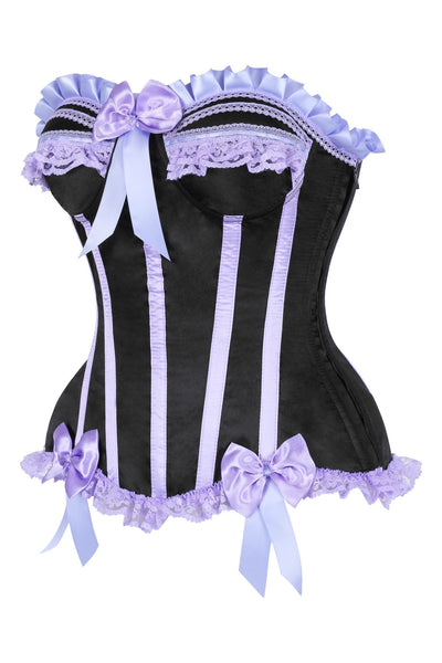Top Drawer 2 PC Purple/Black Burlesque Steel Boned Corset & Bloomer Set