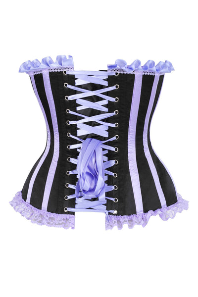 Top Drawer 2 PC Purple/Black Burlesque Steel Boned Corset & Bloomer Set
