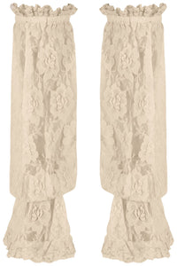 Beige Sheer Lace Smocked Sleeves - Daisy Corsets
