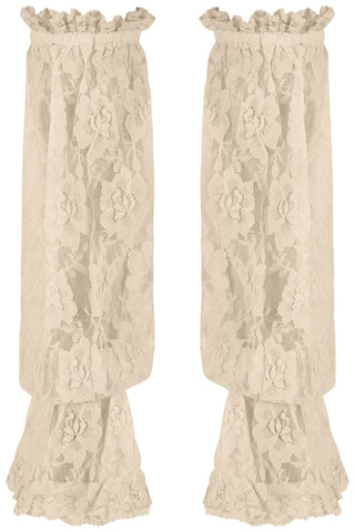 Beige Sheer Lace Smocked Sleeves - Daisy Corsets