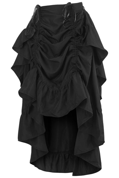 Black Crepe Adjustable High Low Skirt - Daisy Corsets