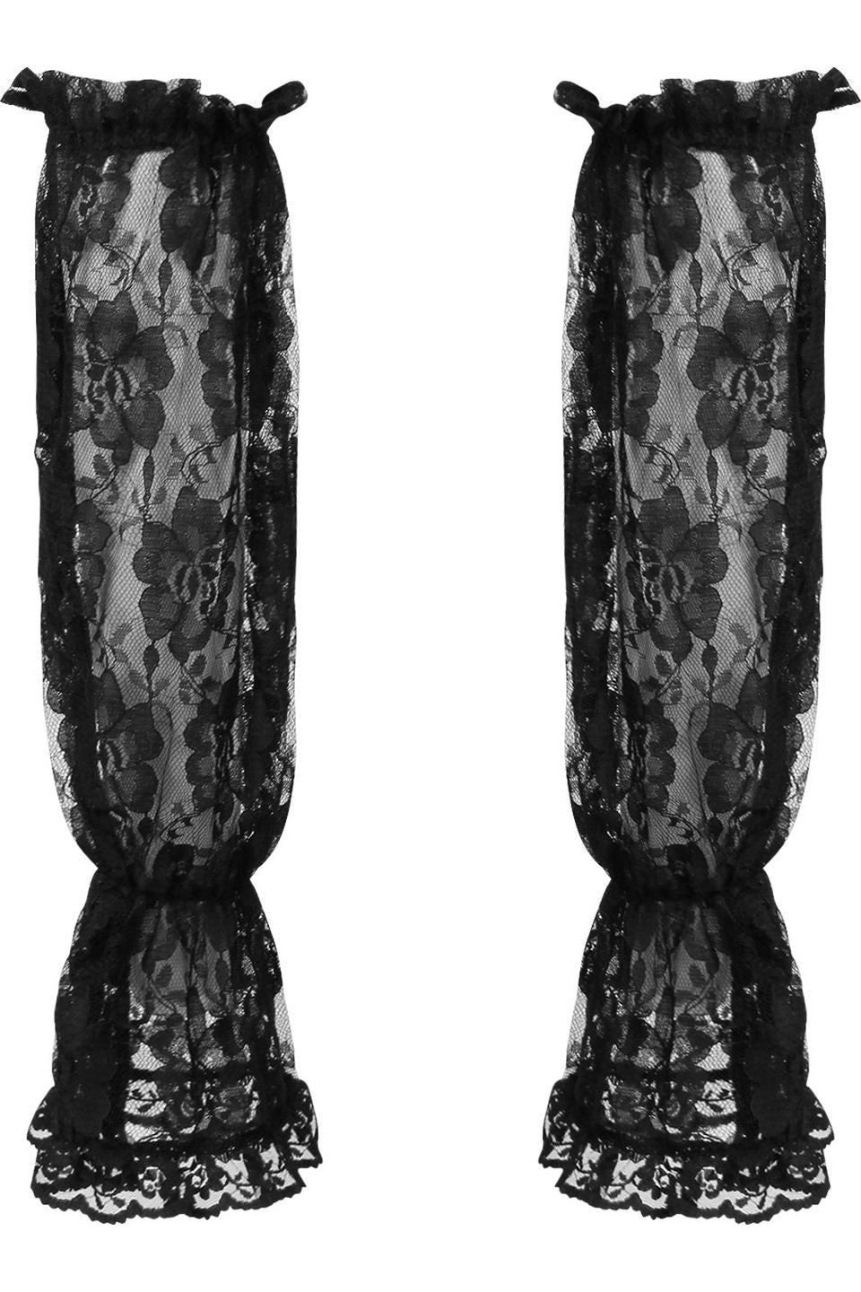 Black Sheer Lace Smocked Sleeves - Daisy Corsets