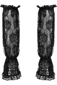 Black Sheer Lace Smocked Sleeves - Daisy Corsets