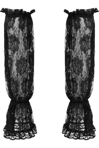 Black Sheer Lace Smocked Sleeves - Daisy Corsets