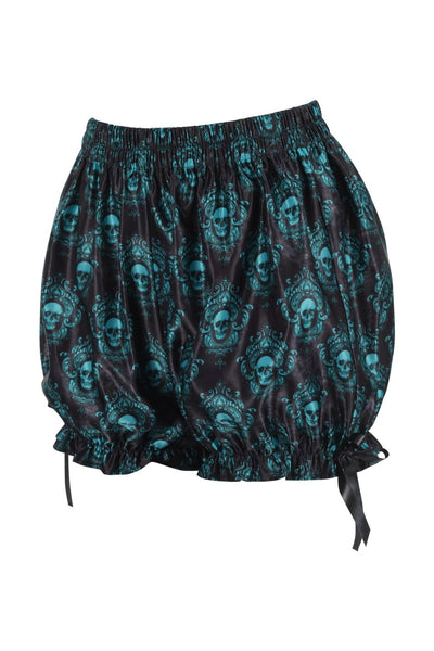 Black & Teal Gothic Skull Print Bloomers - Daisy Corsets